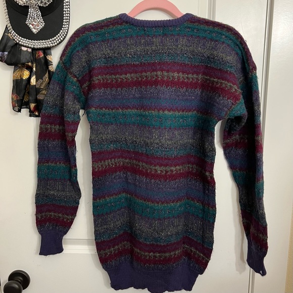 Colette Malouf Vintage Geometric Boho Abstract Stripe Alpaca Wool Mohair Sweater - Picture 2 of 4